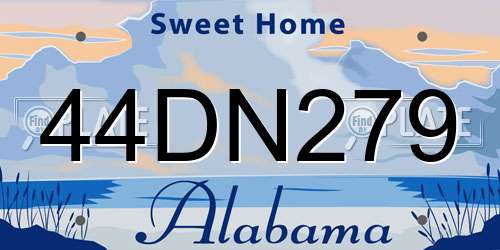 44DN279 Alabama License Plate