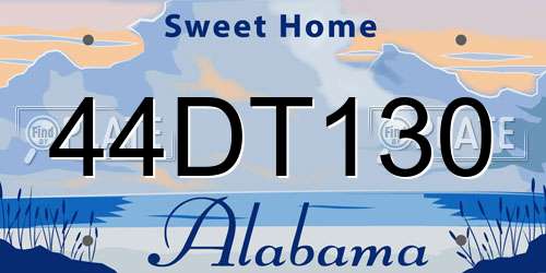 44DT130 Alabama License Plate