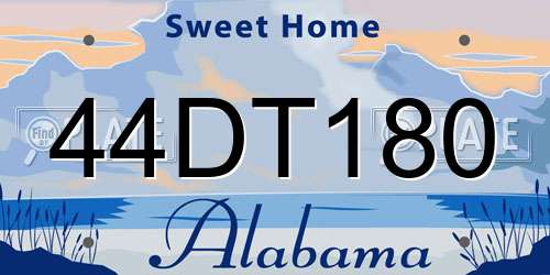 44DT180 Alabama License Plate