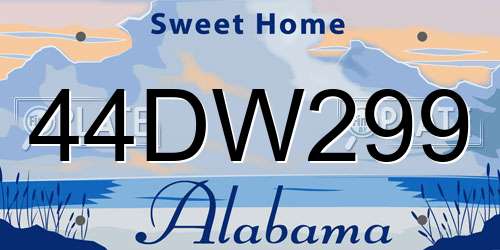 44DW299 Alabama License Plate