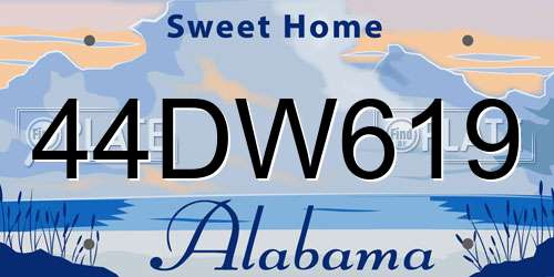 44DW619 Alabama License Plate