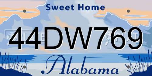 44DW769 Alabama License Plate