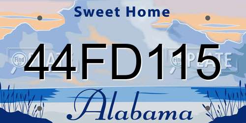44FD115 Alabama License Plate