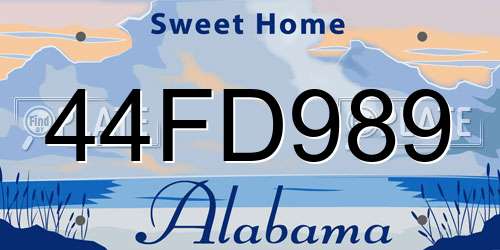 44FD989 Alabama License Plate
