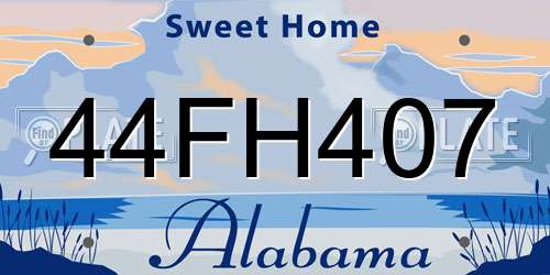 44FH407 Alabama License Plate
