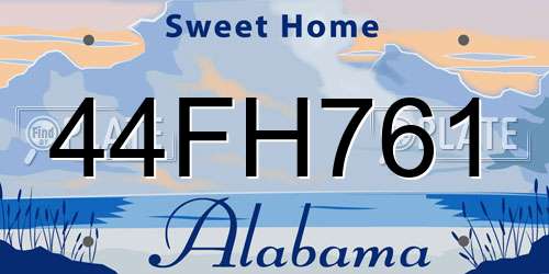 44FH761 Alabama License Plate