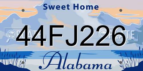 44FJ226 Alabama License Plate