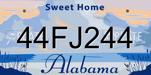 44FJ244 Alabama License Plate