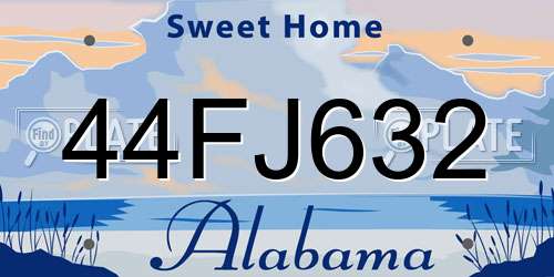 44FJ632 Alabama License Plate