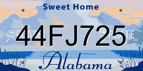 44FJ725 Alabama License Plate