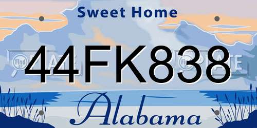 44FK838 Alabama License Plate