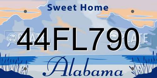 44FL790 Alabama License Plate