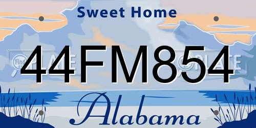 44FM854 Alabama License Plate