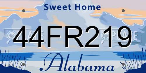 44FR219 Alabama License Plate