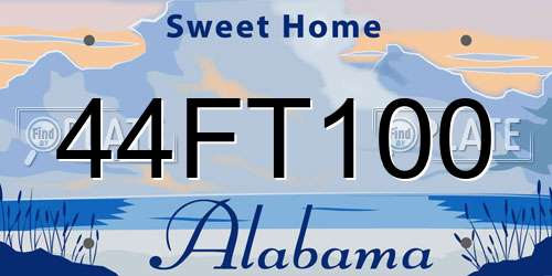 44FT100 Alabama License Plate