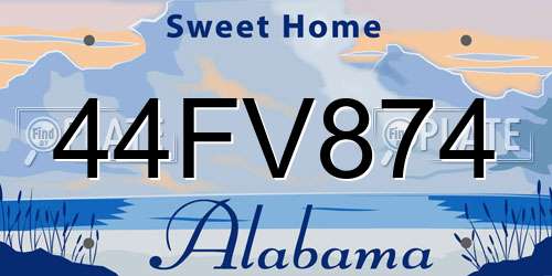 44FV874 Alabama License Plate
