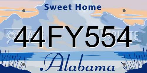 44FY554 Alabama License Plate