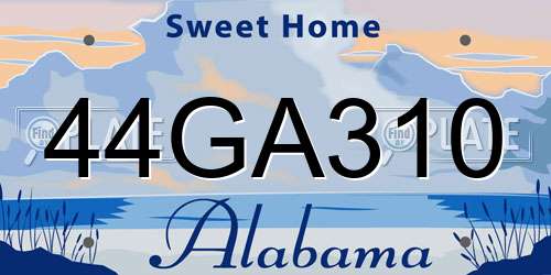 44GA310 Alabama License Plate