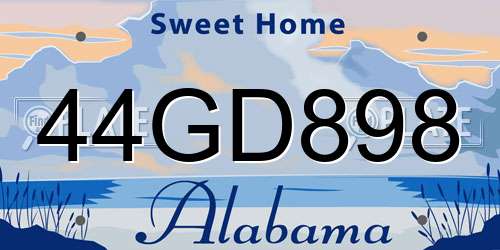 44GD898 Alabama License Plate