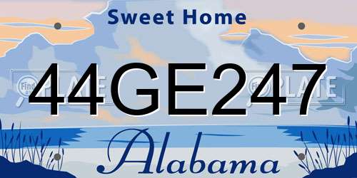 44GE247 Alabama License Plate