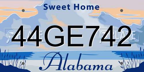 44GE742 Alabama License Plate