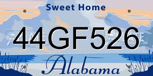 44GF526 Alabama License Plate