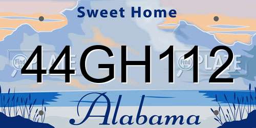 44GH112 Alabama License Plate