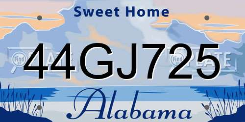 44GJ725 Alabama License Plate