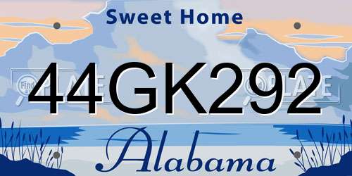44GK292 Alabama License Plate
