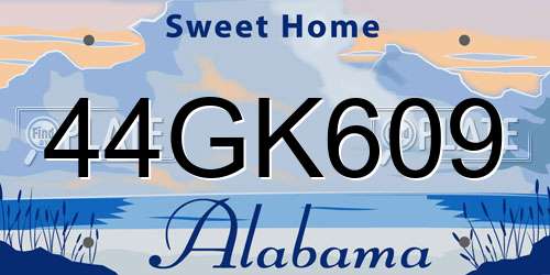44GK609 Alabama License Plate