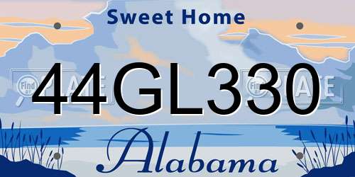 44GL330 Alabama License Plate