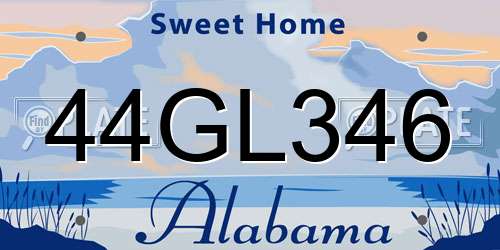44GL346 Alabama License Plate