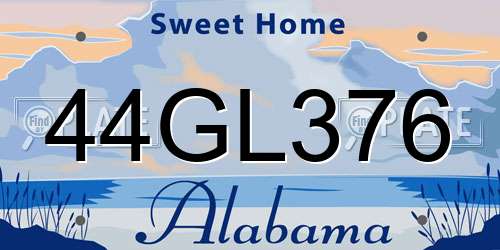 44GL376 Alabama License Plate