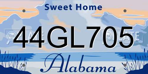 44GL705 Alabama License Plate