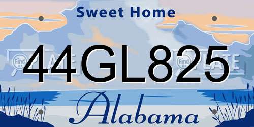 44GL825 Alabama License Plate