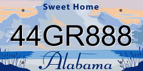 44GR888 Alabama License Plate
