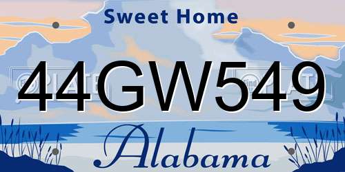 44GW549 Alabama License Plate