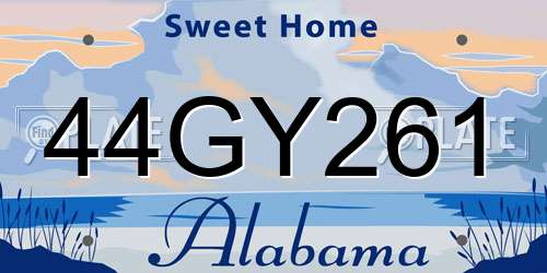 44GY261 Alabama License Plate