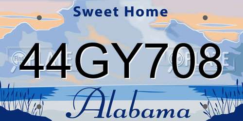 44GY708 Alabama License Plate