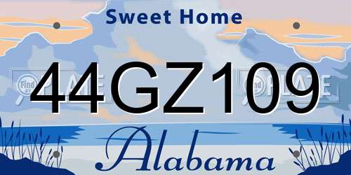 44GZ109 Alabama License Plate