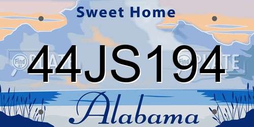 44JS194 Alabama License Plate