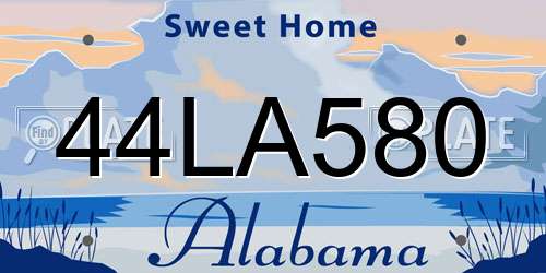 44LA580 Alabama License Plate