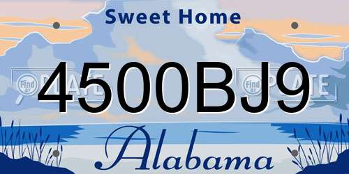 4500BJ9 Alabama License Plate