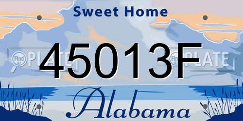 45013F Alabama License Plate