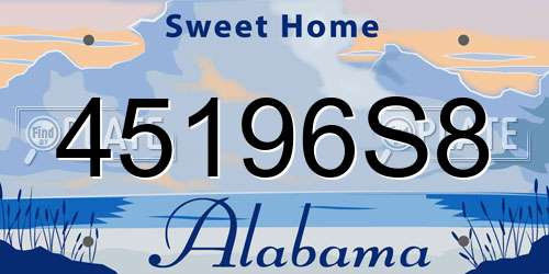 45196S8 Alabama License Plate