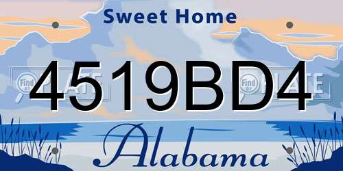 4519BD4 Alabama License Plate