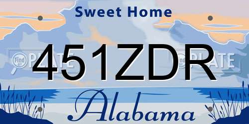 451ZDR Alabama License Plate