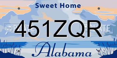 451ZQR Alabama License Plate