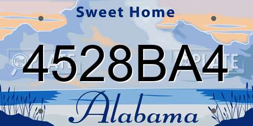 4528BA4 Alabama License Plate