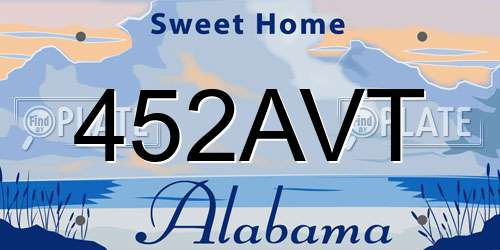 452AVT Alabama License Plate